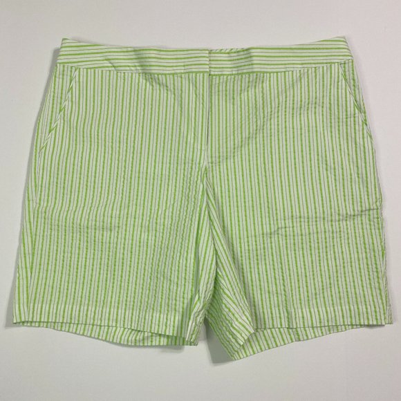 Izod Green and White Bermuda Shorts Tailored Cotton Blend - Picture 1 of 3